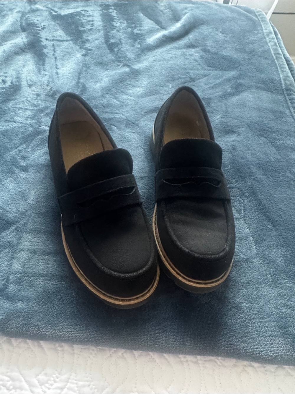 Women’s Black Suede Penny Loafers - Classic Slip-On Flats